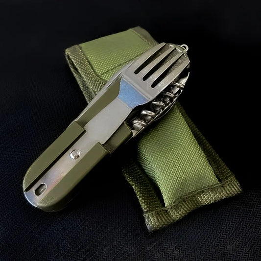 7-in-1 Stainless Steel Camping Utensil Set for Outdoors